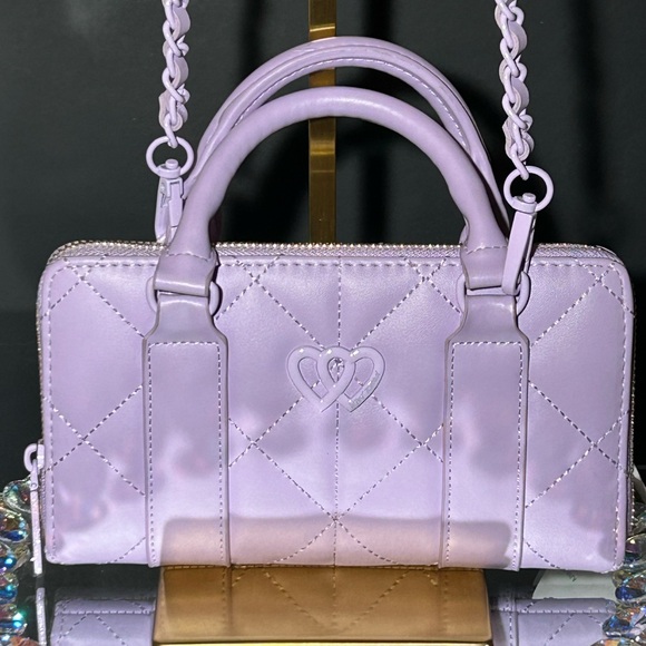 Betsey Johnson Handbags - Betsey Johnson Purple XOLAYLA Clutch Crossbody 8.5” x 5” Quilted Bag NWT